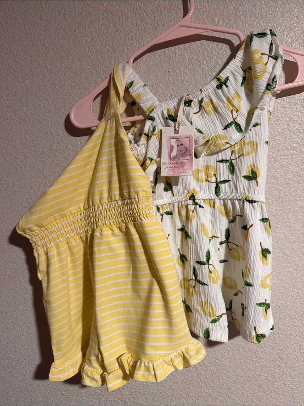 Jessica Simpson Girls' Yellow Striped & Lemon Print Tank Top Set